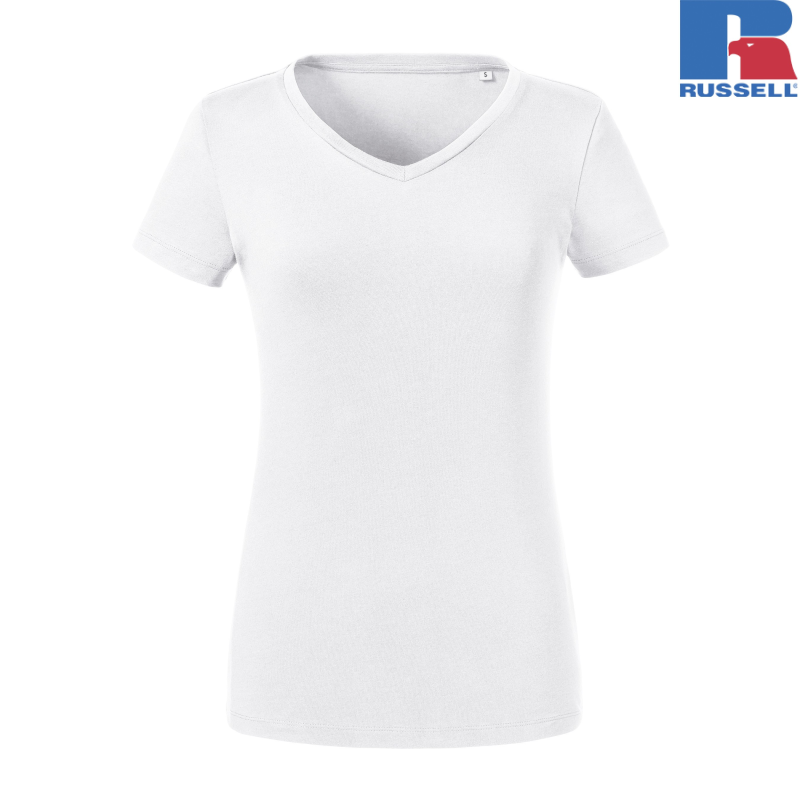 Koszulka damska Pure Organic V-Neck | Russell