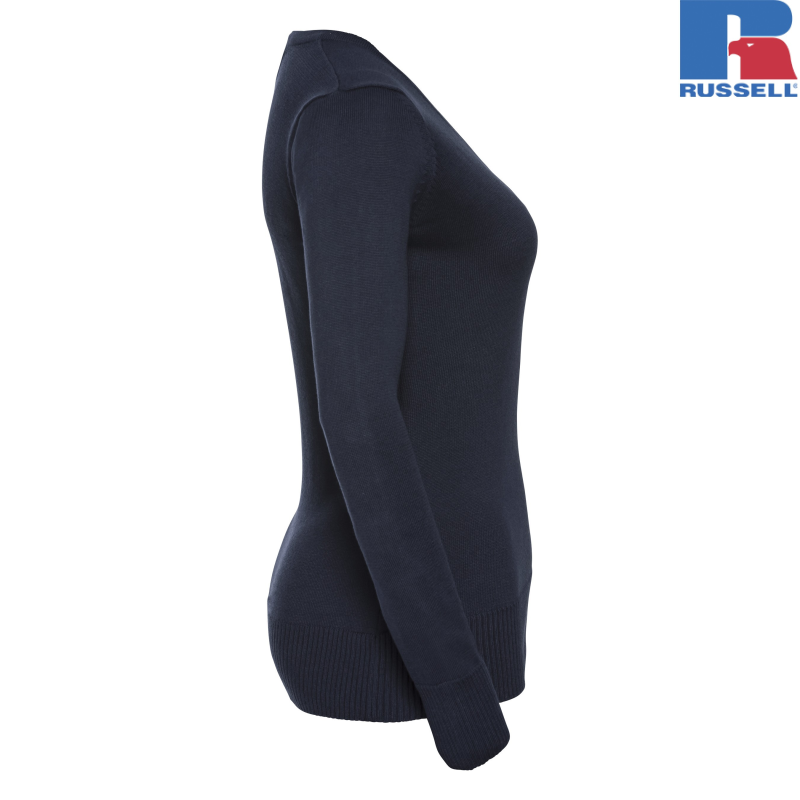 Pulower damski z dzianiny z dekoltem V | Russell