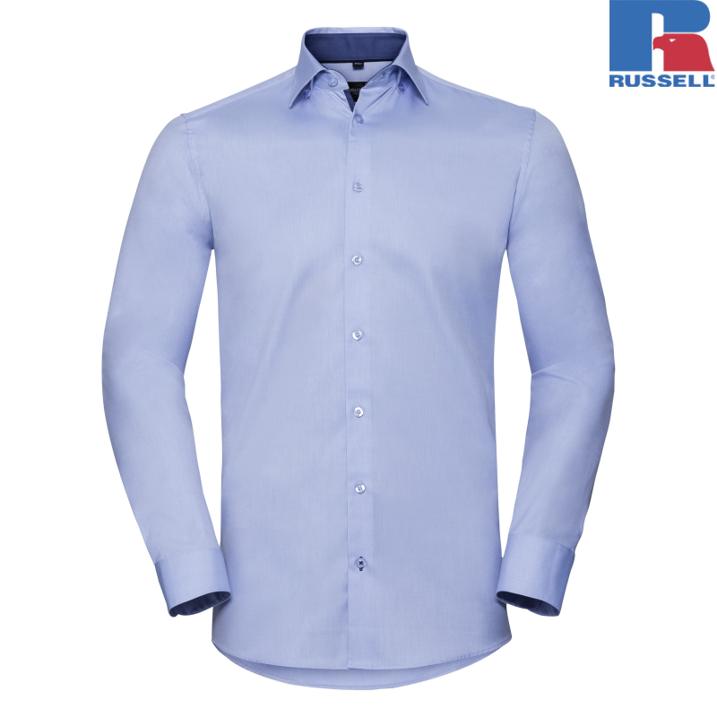 Męska koszula Tailored Contrast Herringbone Shirt | Russell