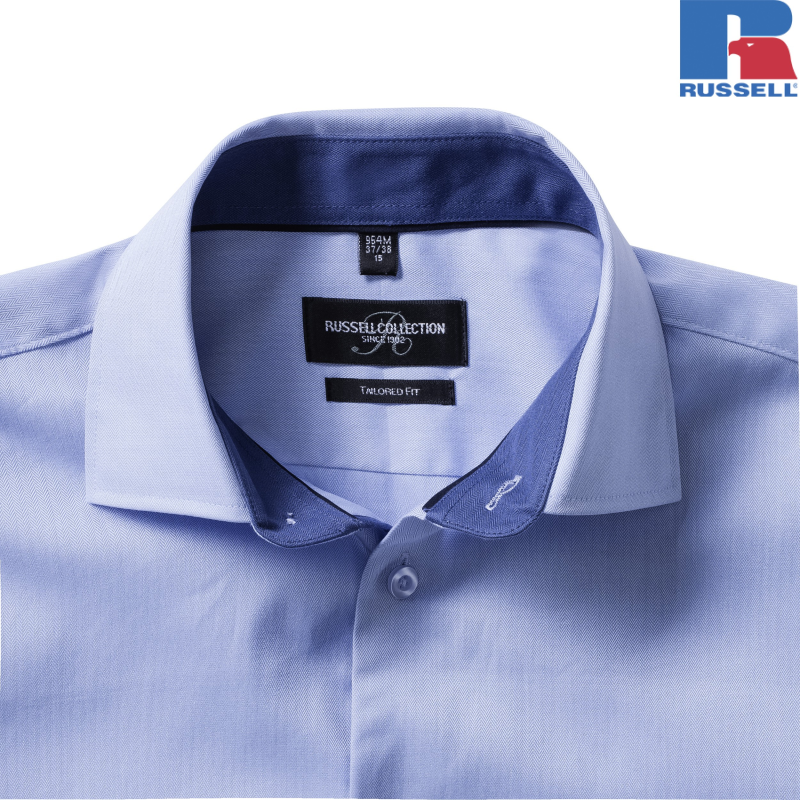 Męska koszula Tailored Contrast Herringbone Shirt | Russell