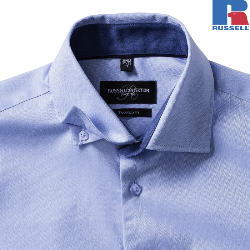 Męska koszula Tailored Contrast Herringbone Shirt | Russell